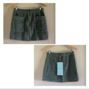 She + Sky Olive Corduroy Skirt, Size Small, NEW